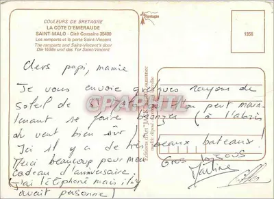 Saint-Malo — Cidade Corsária — Éditions d'Art Jacques Lannanne — Verso