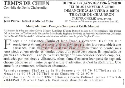 Temps de Chien — Comédia de Denis Chabroullet — Foto Cécile Maquet — Verso
