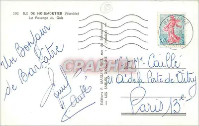 Ilha de Noirmoutier (Vendée) — O Passage du Gois — Éditions P. Marlin, n°292 — Verso