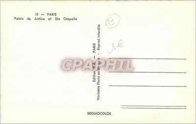 Paleis van Justitie en Sainte Chapelle — Parijs — Uitgave Photo au Bromo — Achterkant