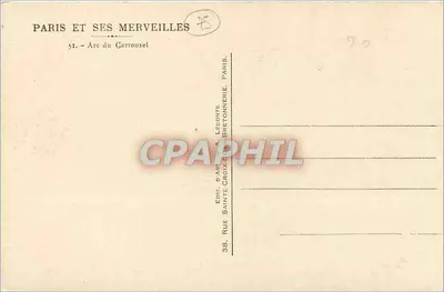 Arco del Carrousel — Parigi — editore Leconte & Bretonnerie — Verso