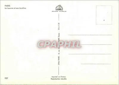 O Louvre e seus Jardins — Paris — editor LYNA PARIS, n° 937 — Verso