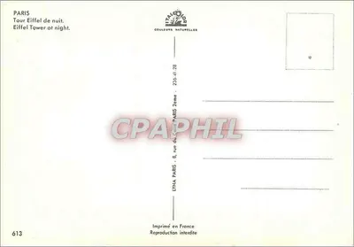 Paryż — Wieża Eiffla w nocy — Wydawca LYNA PARIS, nr 613 — Rewers
