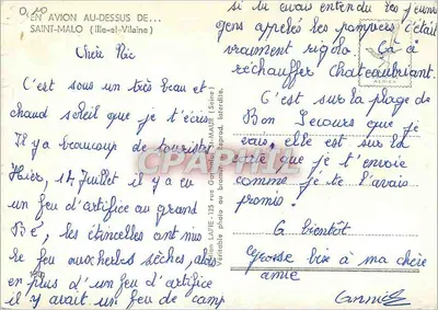 Tarjeta postal moderna En avión sobre Saint Malo Ille et Vilaine — Reverso
