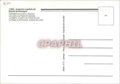 Rennes — Stara stolica Duczyny Bretanii — Wydawnictwo YCA - Fotografia Y.R. Clandal — Rewers