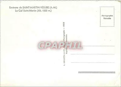 El Col Saint-Martin — Cerca de Saint-Martin-Vésubie (A.M.) — L. Gillelta & Cie, NICE — Reverso
