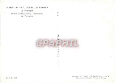 Saint-Thégonnec (Finistère) — A Vista do Calvaire — Edições de Arte YVON — Verso