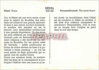 Swayambhunath — A grande stupa. — Editora: Photo-Services E.A. — Número de série: XIII-B2 — Verso