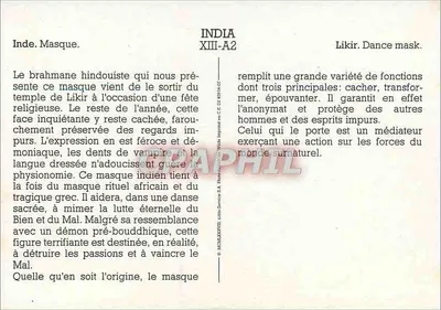 Likir. Dansmasker — India — n° XIII-A2 — Achterkant