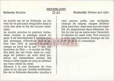 Holandia. Młyn — Kinderdijk. Młyny w szeregu — Éditions Serres S.A. III-A2 — Rewers