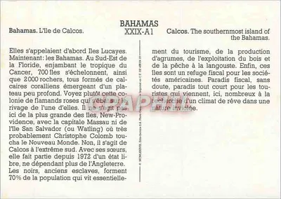 Flamands roses em Calcos — Bahamas — Editora: Elites Services S.A. N° série: XXIX-A1 — Verso