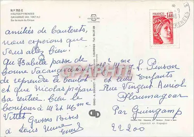 Gavarnie — Hautes Pyrénées — wydawca Dino A. Doucet, nr 755 E — Rewers