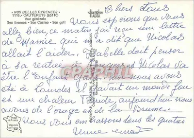 Cauterets — Algemene uitzicht — Uitgave P. CHAMBON, 6, rue de l'Horloge, 65110 Cauterets — Achterkant