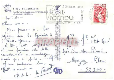 Le Cambre-d'Aze na primavera — com os campos de narcisos — Éditions DINC PERPIGNAN — Verso