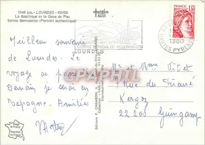 Lourdes — Basilica e Fiume Gave de Pau — Santa Bernadette — Edizioni P. CHAMBON — Verso