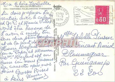 Dzieci w strojach folklorystycznych z Pirenejów — Wydawnictwo YAN, nr 1602 — Rewers