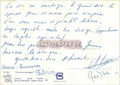 Flores amarelas e roxos — montanha no fundo — Bernard Grange, n°2119 — Verso