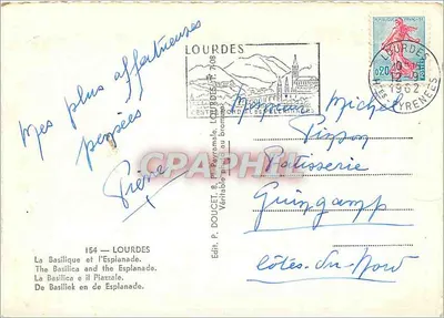 Lourdes — Bazylika i Esplanada — Wyd. P. Doucet, nr 154 — Rewers