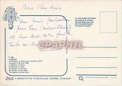 Lourdes — Basílica e o Gave — Ed. Edlyx — Verso