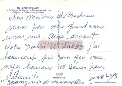 Lourdes — Lugar sagrado de peregrinação — Iris Mexichrome n°226 — Verso
