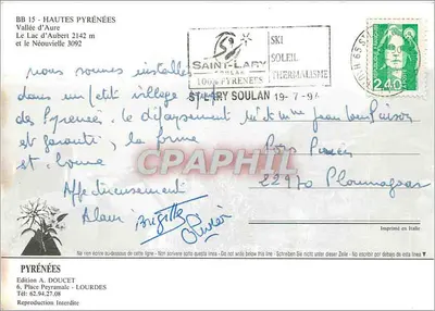 Jezioro Aubert — Wysokie Pireneje — Wydawnictwo A. Doucet — Rewers