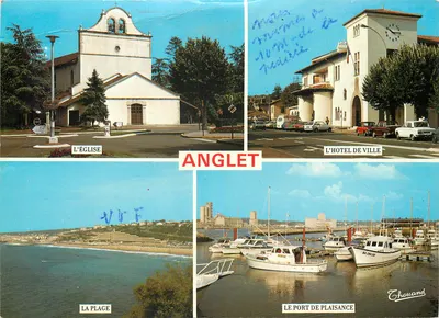 Anglet — vista da igreja, do hotel de cidade, da praia e do porto de recreio — Editor Chouand