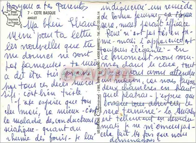 Anglet — vista da igreja, do hotel de cidade, da praia e do porto de recreio — Editor Chouand — Verso