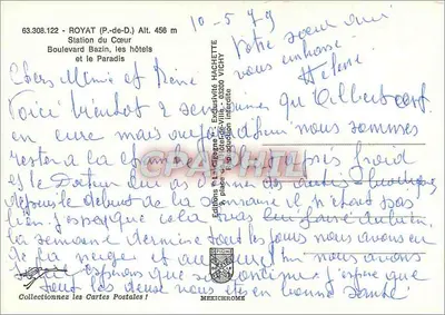 Royat (P.-de-D.) — Station van het Hart, Boulevard Bazin en de hotels — Éditions D'IRIS — Achterkant