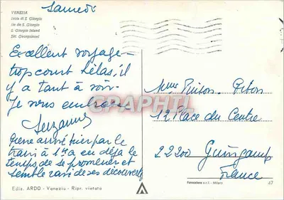 Venise — Île de Saint-Georges — Édiz. ARDO - Venezie - Ripr. vietata — Verso
