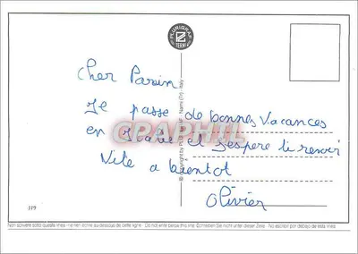 Vistas de Roma — editor Purisani Terni, n° 319 — Reverso