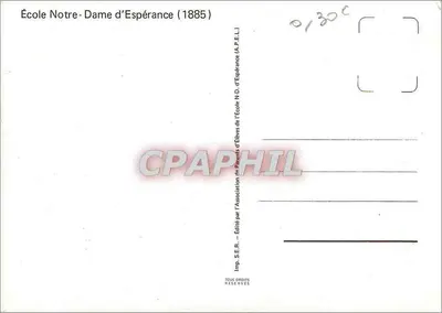 ईसाई नौकरी के लिए नोट्र-डम डे एस्पेरांस स्कूल — सैक्सेंटेनरी 1885 — एडिटेड बाय द एसोसिएशन ऑफ पैरेंट्स ऑफ स्टूडेंट्स — पीछे