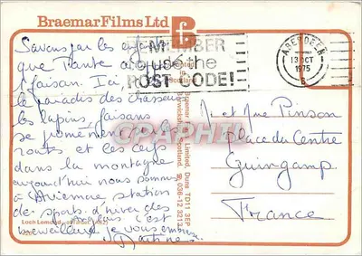 Loch Lomond — vista do lago e das montanhas — Braemar Films Ltd, n°429 — Verso