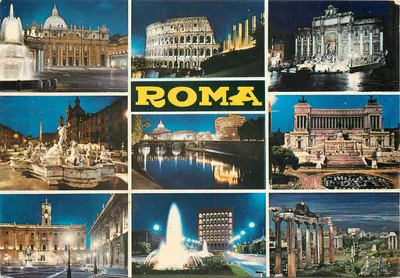 Roma — vista noturna dos monumentos — da fotocolor Kodak