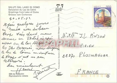Jezioro Como — panoramiczny widok z łabędziami — Foliazioni Sandro, nr 039 — Rewers