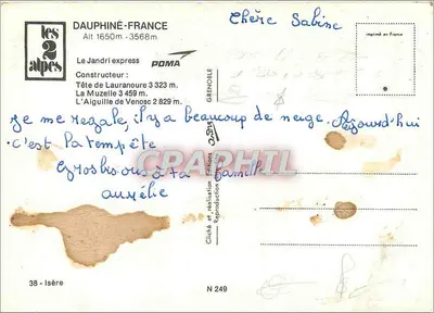 Les 2 Alpes — widok panoramiczny i telekabina — wydawca POMA, nr 249 — Rewers