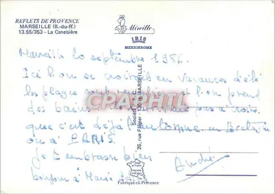 Vista della rue de la Canebière a Marsiglia — editore IRIS, n° 13.55/353 — Verso