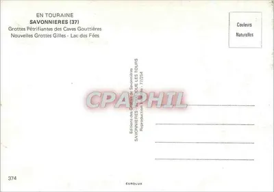 Petrifizierende Höhlen der Gouttières-Höhlen — Neue Gilles-Höhlen — Verlag der Savonnieres-Höhlen — Rückseite