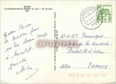Baden-Baden — Landesgartenschau 1981 — Verlag Schöning & Co — Verso