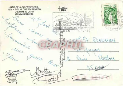 Criança e cachorro — cena de folclore pireneu — Éditions P. CHAMBON, n° 1606 — Verso