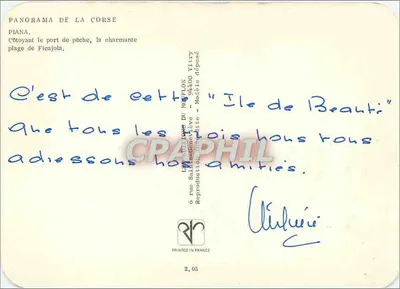 Piana — Porto de pesca e praia de Ficajola — Editor: Les Editions du Mouflon, Vitry-sur-Seine — Verso