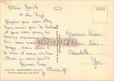 Place do Monumento aos Mortos — Frontignan (Hérault) — Sociedade das Cartas Postais PA-POUX — Verso