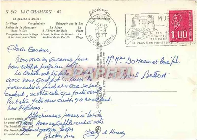 Lac Chambon — Souvenir du Lac Chambon — Graphiti — Verso