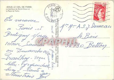 Montmartre — Basílica do Sagrado Coração e rua animada — Éditions P.L. n°1407 — Verso
