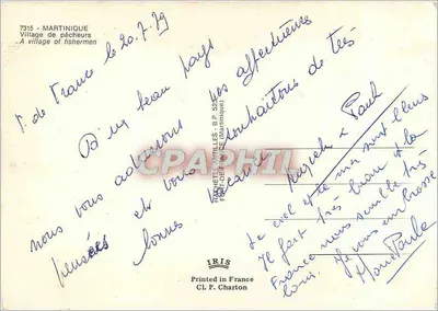 Martinique — Dorp van visserij — IRIS, Cl. P. Charton — Achterkant