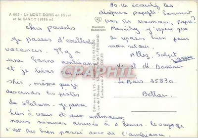 Le Mont-Dore — widok zimowy — Éditions du LYS - Tarsephane — Rewers