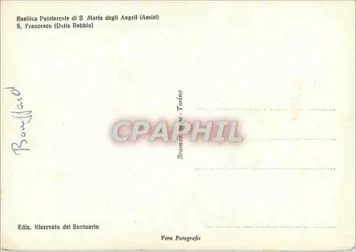 Statua św. Franciszka — Bazylika patriarchalna św. Maryi z Aniołami (Assisi) — Édit. Bromostampa Torino — Rewers