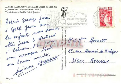 Colmars-les-Alpes — allgemeine Ansicht im Hintergrund des Fort de France — Éditions S.E.P.T. - In Italien gedruckt — Rückseite