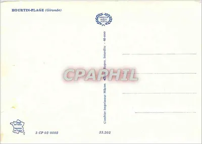 Hourtin-Plage Gironde — Karta pocztowa turystyczna z naklejonymi zdjęciami i mapą geograficzną — Wydawca Combier Imprimeur Mâcon — Rewers