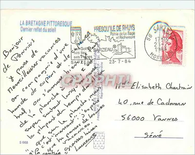 Paisagem de pôr do sol — Presqu'île de Rhuys — editor La Bretagne Pittoresque, série S 668 — Verso