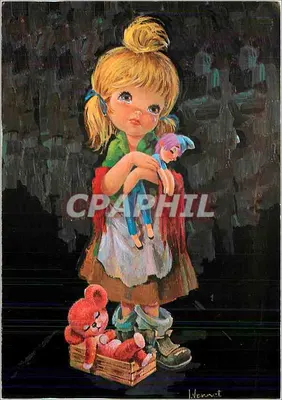 Niña sosteniendo un muñeco — Nennit — Imp. Cebas y Cía, Lyon